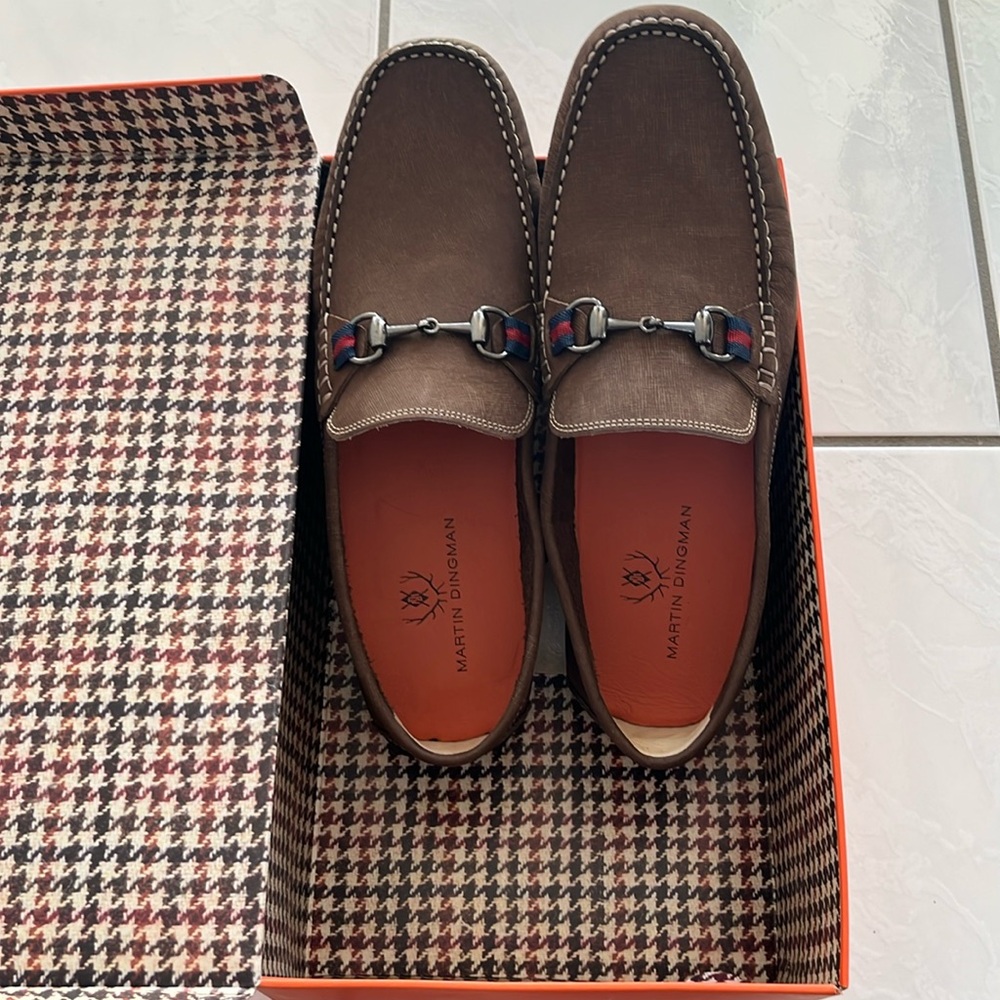 NWT Bark Martin Dingman Bermuda Horse Bit Denim Nubuck Loafer sz 11.